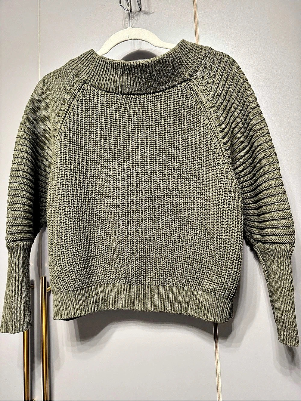 Express Olive Knit Crewneck Sweater Size XS